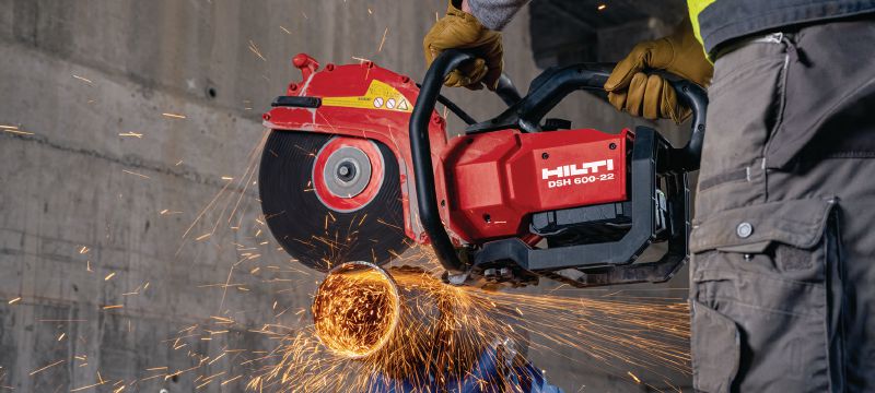 Fierăstrău pe acumulator DSH 600-22 Fierăstrău cu motor electric, pentru sarcini mari, pe acumulator, pentru beton, metal și zidărie (platforma de acumulatori Nuron) Aplicații 1