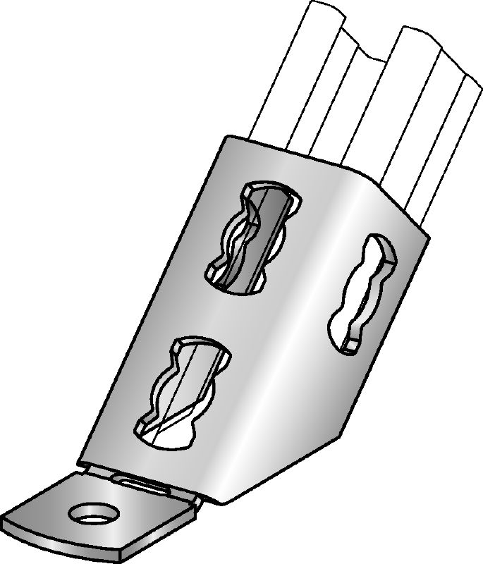 Talpă pentru profile MQP-45-F Talpă zincată la cald (HDG) pentru fixarea în unghi a profilelor pe beton