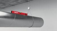 Kit MW-EB L cu lacăt de blocare și cablu cu capăt tip șurub Cablu din sârmă cu șurub pre-montat și lacăt de blocare ajustabil pentru suspendarea de beton sau oțel a instalațiilor Aplicații 1