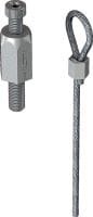 Kit MW-LP CL - cu lacăt de blocare pentru profile și cablu din sârmă cu capăt tip buclă Cablu din sârmă cu capăt tip buclă și mecanism de blocare ajustabil pentru profile, pentru suspendarea suporților leagăn de elementele clădirilor