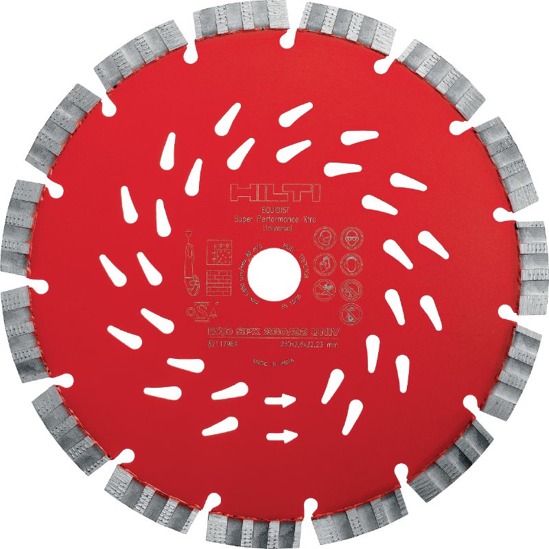 Disc diamantat universal SPX Disc diamantat extrem de performant, cu tehnologie Equidist, pentru tăiere superioară în diverse materiale de bază