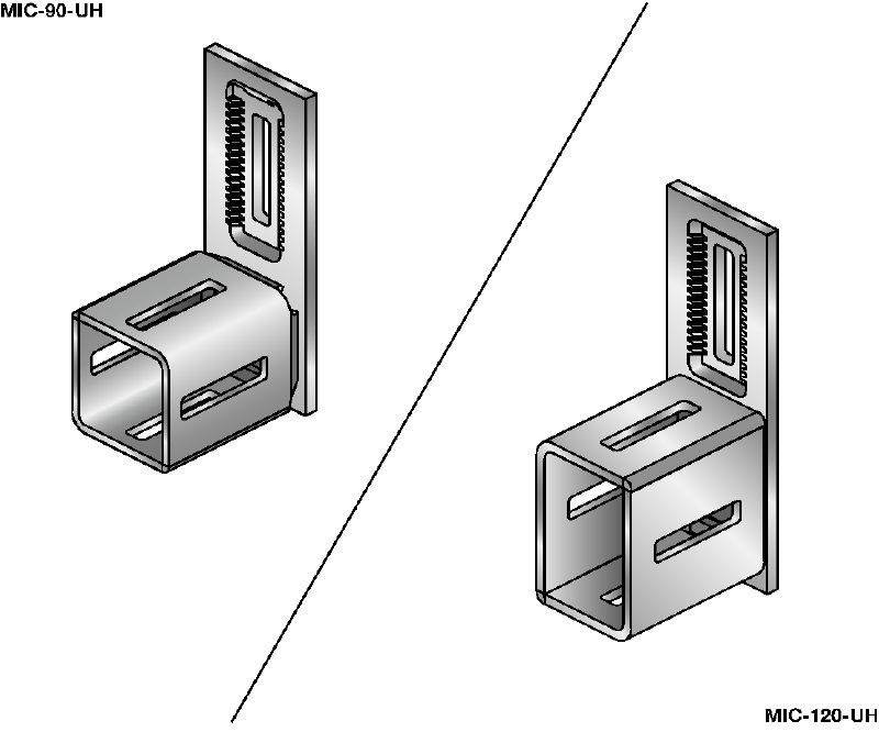 Conector MIC-UH Conector zincat la cald (HDG) standard, pentru fixarea grinzilor MI perpendicular una pe alta