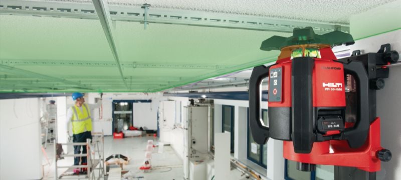 Nivelă cu laser rotativ pentru utilizare în interior PR 30-HVSG A12 Laser rotativ automat rezistent, cu fascicul verde, pentru distanțe mari, pentru aplicații de finisări interioare Aplicații 1