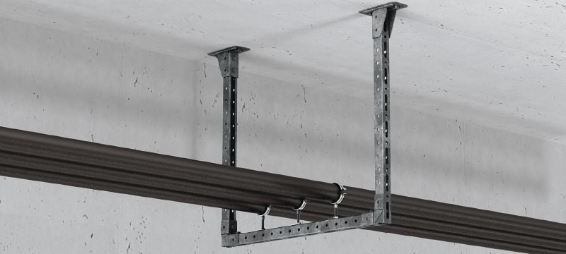 Placă de bază MT-B-L FL OC pentru sarcini mici, pre-asamblată Conector de bază cu piuliță și bolț Fast-Lock pre-asamblate, pentru ancorarea structurilor de profile pentru montanți cu sarcini mici de beton sau oțel, pentru utilizare în exterior cu poluare redusă Aplicații 1