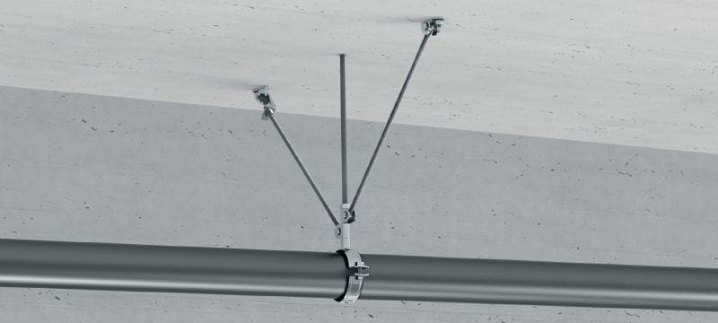Articulație seismică cu tijă MT-S-CH Conector galvanizat și preasamblat pentru tije filetate, cu capacitate sporită de susținere a sarcinilor pentru fixarea pe materialul de bază Aplicații 1