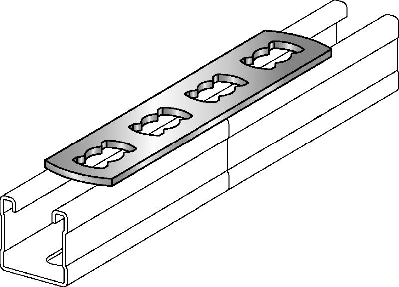 Conector profil MQV-F Conector profil plat, zincat la cald, utilizat ca prelungitor longitudinal pentru profilele MQ pentru montanți