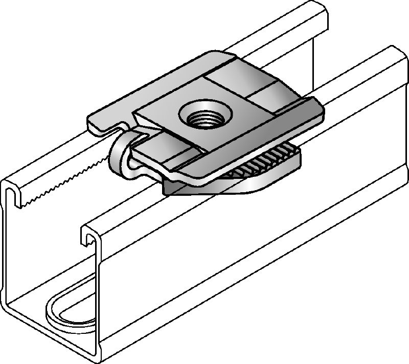 MM-S Conector galvanizat pentru coliere pentru fixarea componentelor filetate pe profilele MM pentru montanți