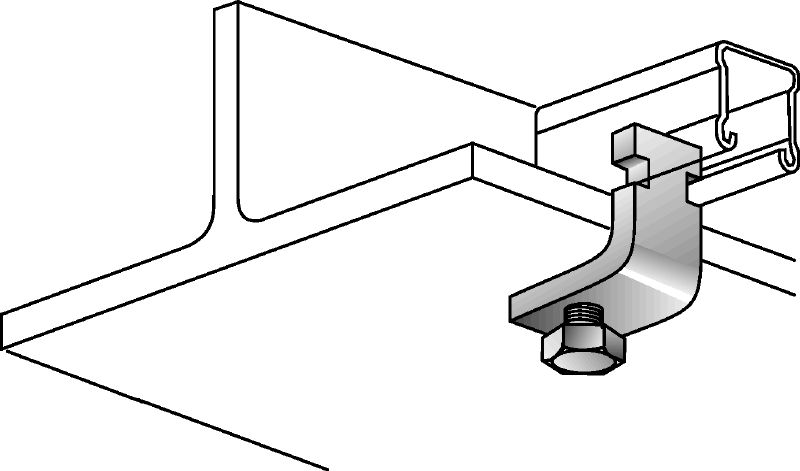 Clemă pentru grinzi MQT-C-R Clemă pentru grinzi din oțel inoxidabil (A4), pentru fixarea profilelor MQ pentru montanți direct pe grinzile din oțel