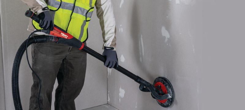 Mașină de șlefuit cu gât alungit DWS 225 Mașină de șlefuit orbitală, cu gât alungit, pentru pereți din gips carton, cu motor fără perii cu viteză variabilă și dispozitiv de colectare a prafului (furnizată cu pungă și tijă prelungitoare) Aplicații 1