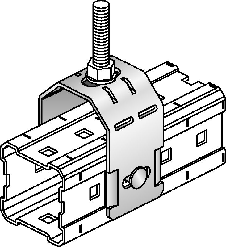 Conector MIC-TRC Conector zincat la cald (HDG), pentru fixarea tijelor filetate (M16) pe grinzile MI Aplicații 1