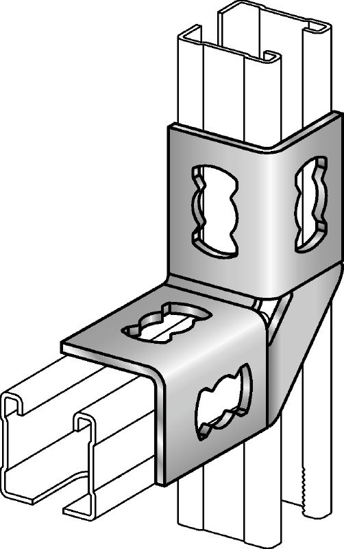 Conector colțar MQW-4-90 Colțar galvanizat, la 90 de grade, pentru conectarea mai multor profile MQ pentru montanți