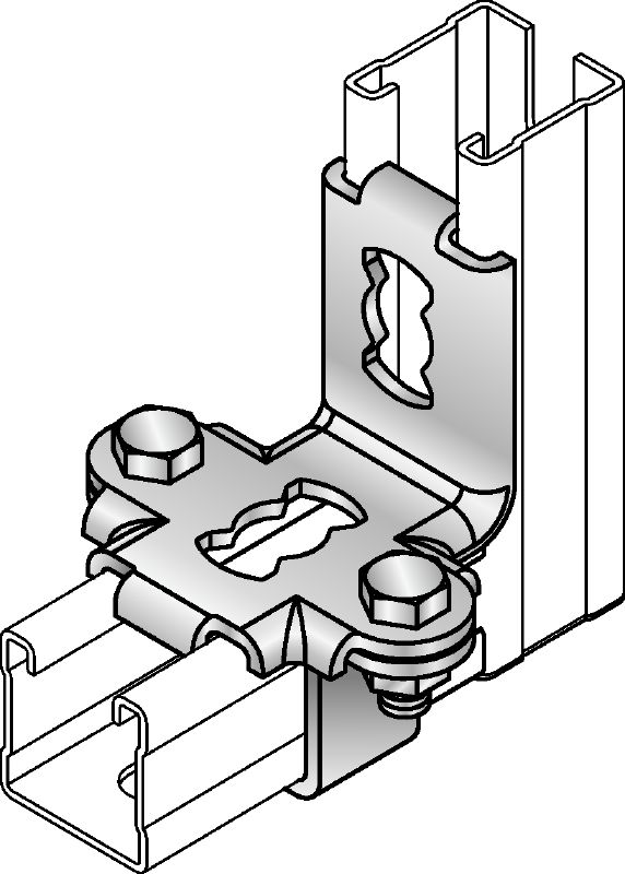 Conector profil MQS-W Conector profil pentru montanți, galvanizat și preasamblat, pentru utilizare cu elemente trapezoidale pentru profile MQ în aplicații seismice