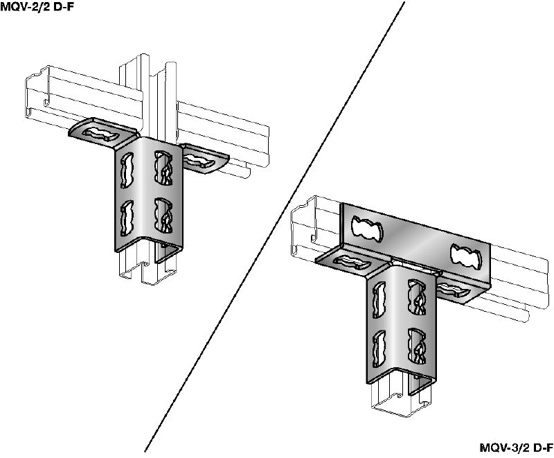 Conector pentru profile MQV-2D-F Conector profil zincat la cald (HDG) pentru structuri bidimensionale