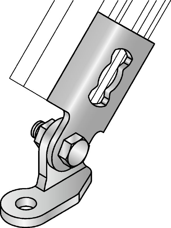 Conector consolă pentru profile MQS-T Conector consolă pentru profile, galvanizat și preasamblat, cu flexibilitate sporită de instalare pentru o gamă largă de aplicații seismice
