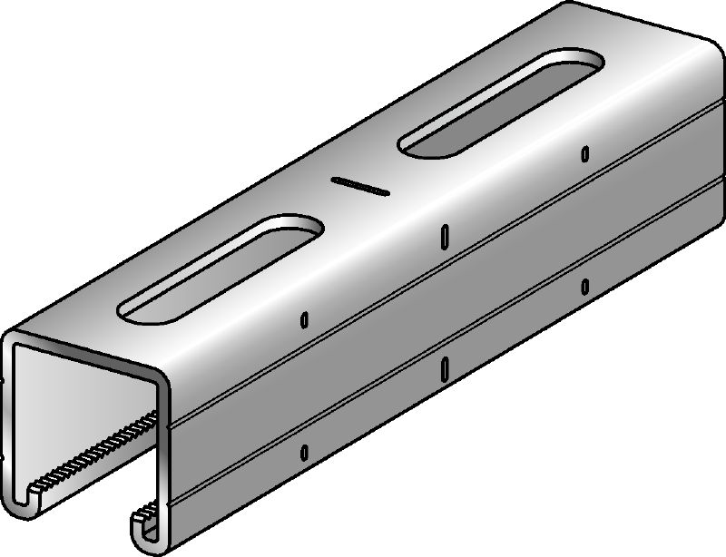 Profil MQ-41/3 Conector MQ pentru montant, galvanizat, cu înălțimea de 41 de mm și grosimea de 3 mm, pentru aplicații cu sarcini medii