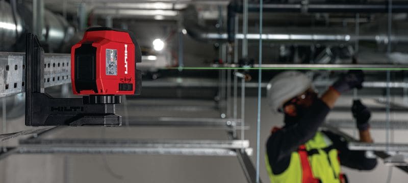 Laser liniar cu fascicul verde PM 2-LG Laser liniar cu 2 fascicule de culoare verde, pentru vizibilitate ridicată, pentru lucrări de nivelare și aliniere Aplicații 1