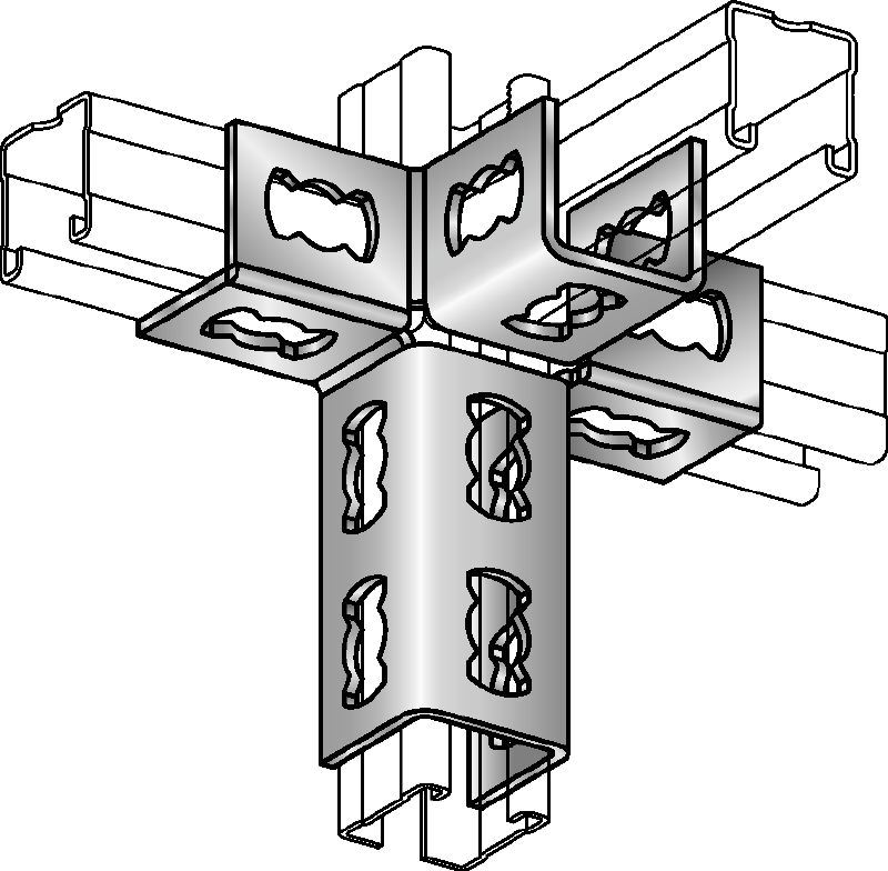Conector colțar MQV-4/3 D Conector profil galvanizat pentru structuri tridimensionale
