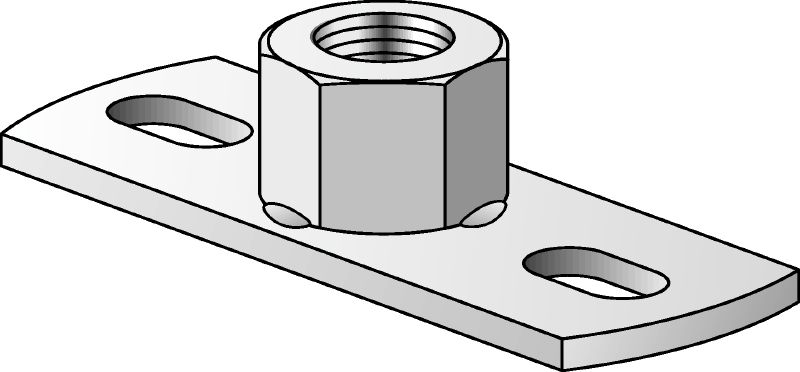 Placă de bază pentru sarcini mici MGL 2 Placă de bază galvanizată, pentru sarcini mici, pentru fixarea tijelor filetate în sistem metric cu două puncte de ancorare