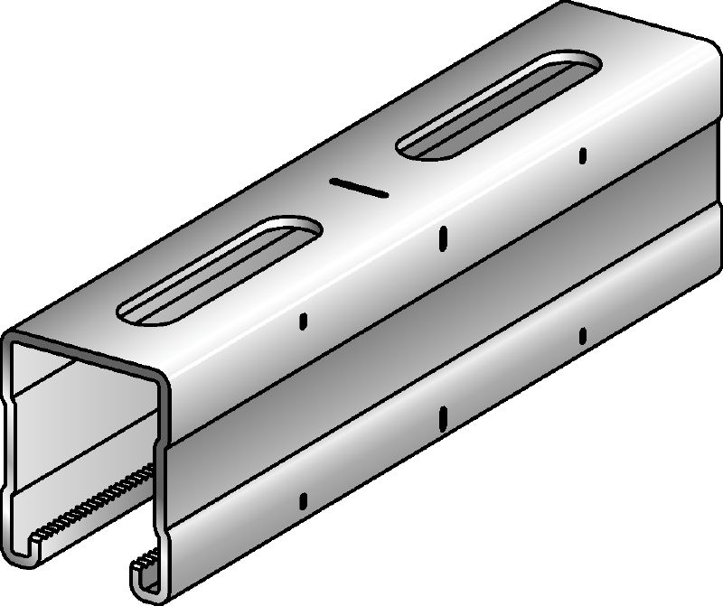 Profil MQ-52-F Conector MQ pentru montant, zincat la cald (HDG), cu înălțimea de 52 mm, pentru aplicații cu sarcini medii/mari