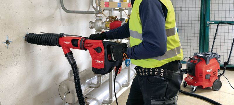 Sistem de îndepărtare a prafului TE DRS-Y Sistem de aspirare a prafului pentru găurire și dăltuire în beton cu rotopercutoarele Hilti SDS Max (TE-Y) Aplicații 1