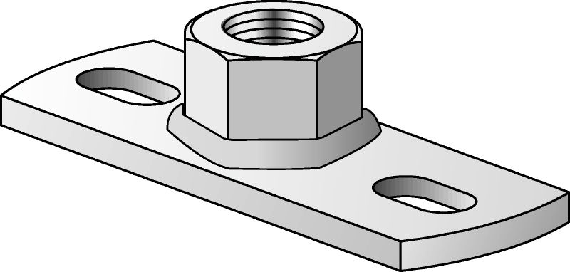 Placă de bază cu punct fix MGM 2 Placă de bază premium, galvanizată, cu 2 orificii, pentru aplicații cu puncte fixe pentru sarcini mici (sistem metric)