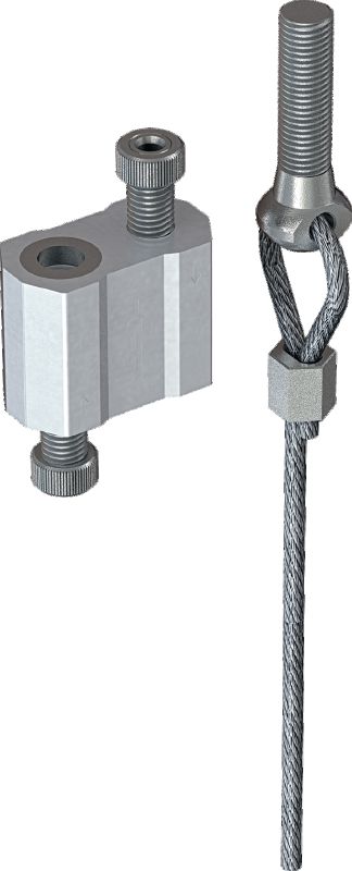 Kit MW-EB L cu lacăt de blocare și cablu cu capăt tip șurub Cablu din sârmă cu șurub pre-montat și lacăt de blocare ajustabil pentru suspendarea de beton sau oțel a instalațiilor