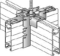 Conector transversal MQI-K Conector transversal galvanizat pentru montarea transversală a profilelor cu prindere M12 integrată pentru reglarea înălțimii