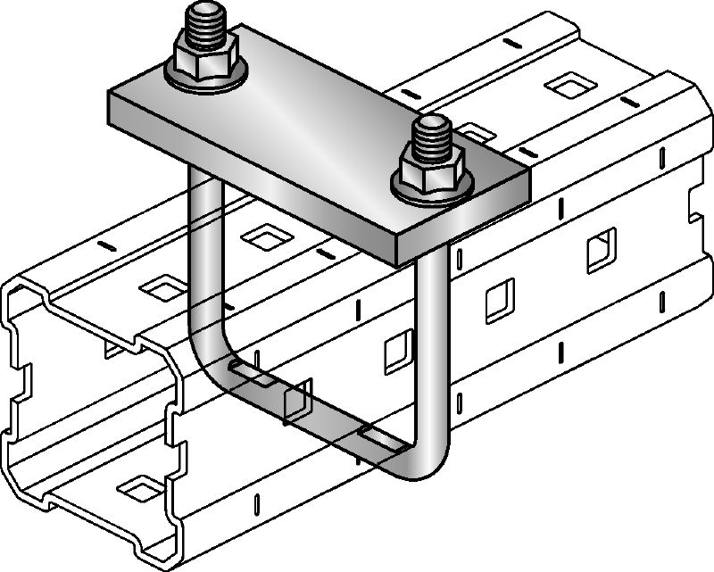Accesoriu colier pentru conducte MIC-SPH Accesoriu zincat la cald (HDG) atașat grinzilor MI pentru susținerea conductelor suspendate
