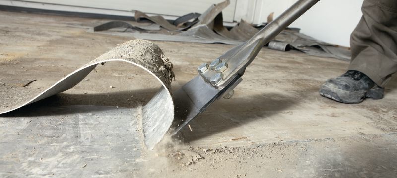 Raclete pentru pardoseli TE-Y FS Raclete SDS Max (TE-Y) extrem de ascuțite pentru pardoseli, pentru îndepărtarea pardoselilor și straturilor de acoperire folosind scule de demolare Aplicații 1